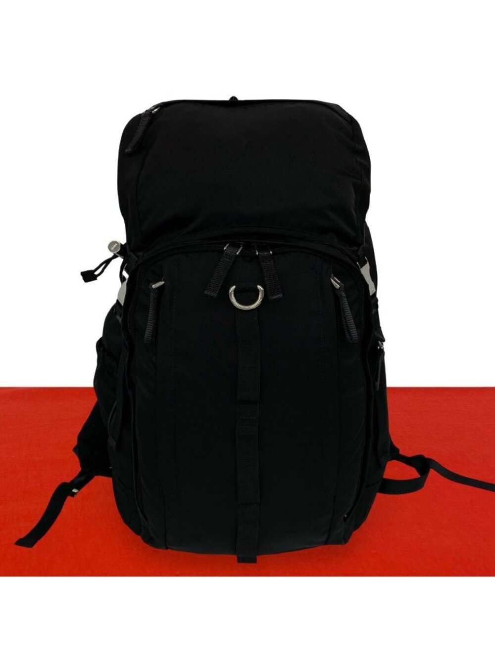 Prada Logo Tessuto Pocono Nylon Backpack Black